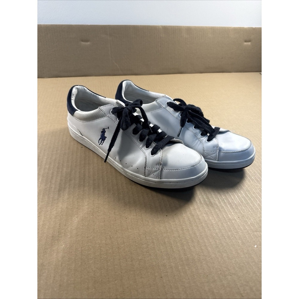 Polo Ralph Lauren Heritage Court‎ II Low Shoes White Blue Leather Mens 13D